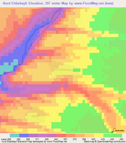 Kurd Eldarbayli,Azerbaijan Elevation Map
