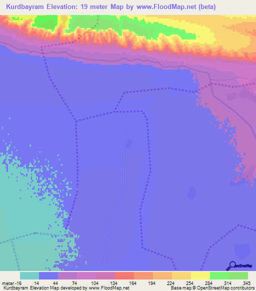 Kurdbayram,Azerbaijan Elevation Map