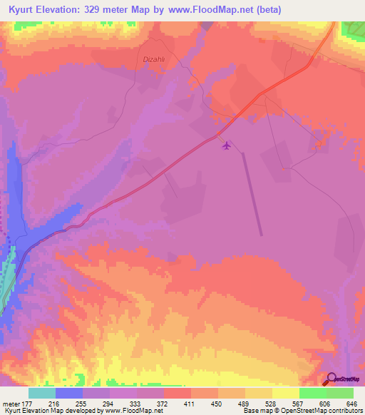 Kyurt,Azerbaijan Elevation Map