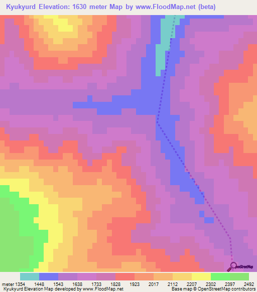 Kyukyurd,Azerbaijan Elevation Map