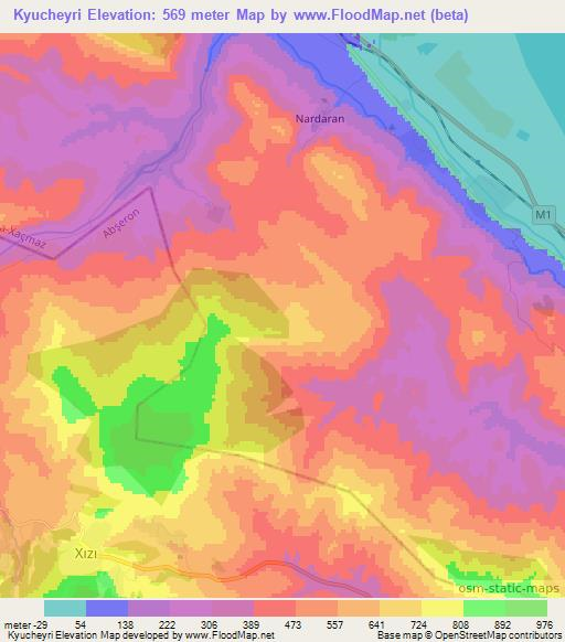 Kyucheyri,Azerbaijan Elevation Map