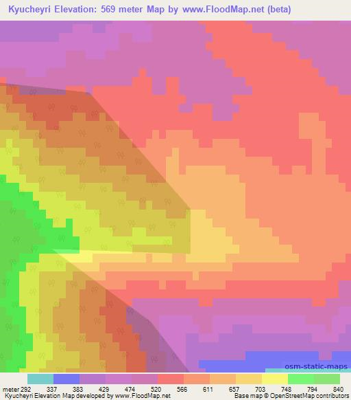 Kyucheyri,Azerbaijan Elevation Map