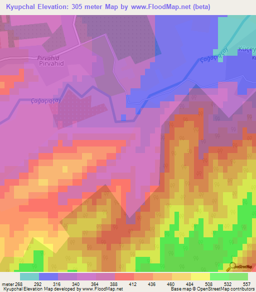 Kyupchal,Azerbaijan Elevation Map