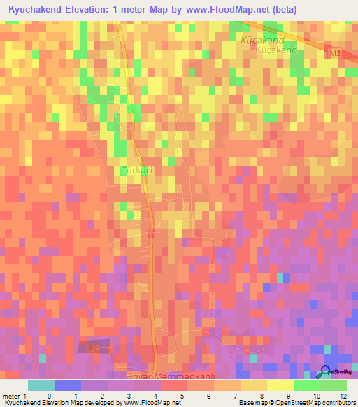 Kyuchakend,Azerbaijan Elevation Map