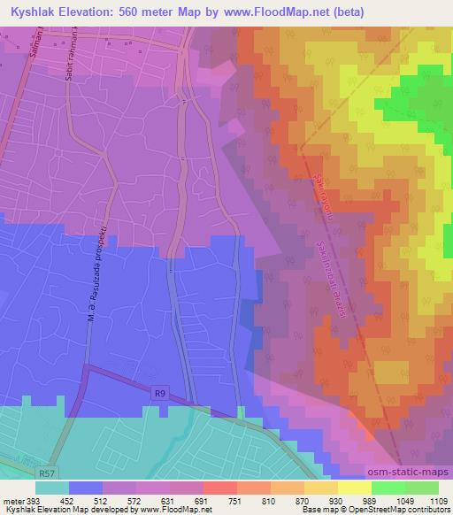Kyshlak,Azerbaijan Elevation Map