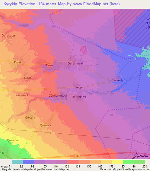 Kyrykly,Azerbaijan Elevation Map