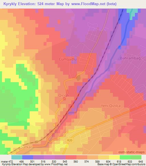 Kyrykly,Azerbaijan Elevation Map