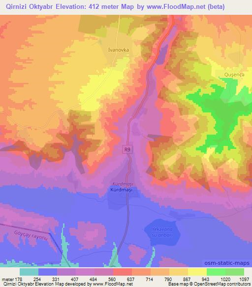 Qirnizi Oktyabr,Azerbaijan Elevation Map