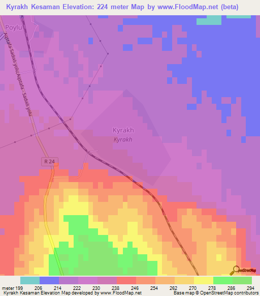 Kyrakh Kesaman,Azerbaijan Elevation Map