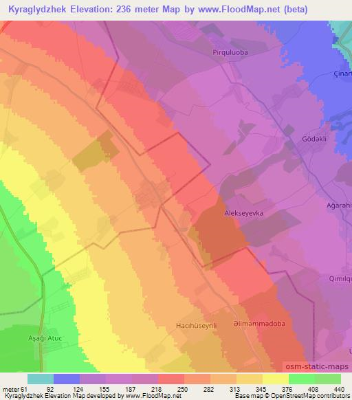 Kyraglydzhek,Azerbaijan Elevation Map