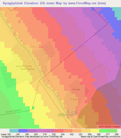 Kyraglydzhek,Azerbaijan Elevation Map