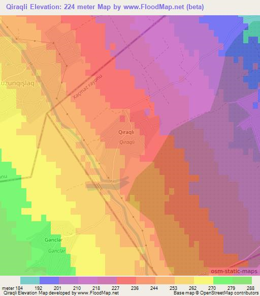 Qiraqli,Azerbaijan Elevation Map