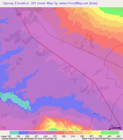 Qipcaq,Azerbaijan Elevation Map