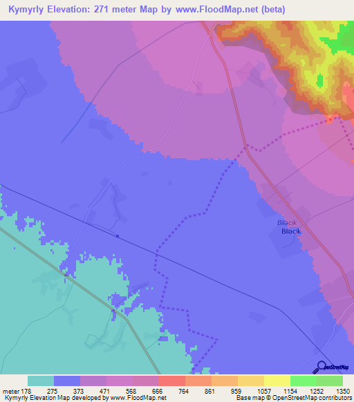 Kymyrly,Azerbaijan Elevation Map