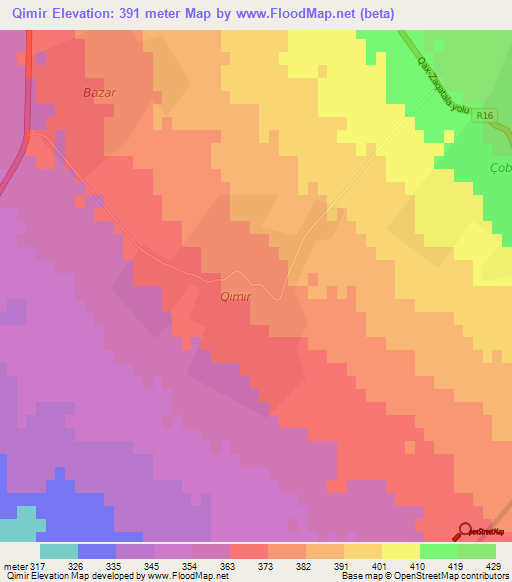 Qimir,Azerbaijan Elevation Map
