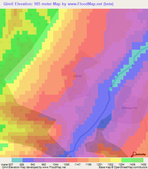 Qimil,Azerbaijan Elevation Map