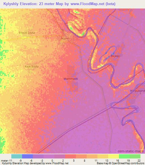 Kylyshly,Azerbaijan Elevation Map