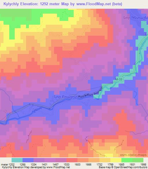 Kylychly,Azerbaijan Elevation Map