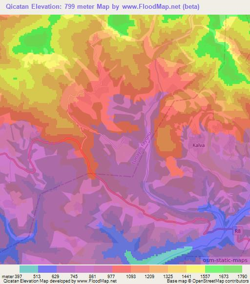 Qicatan,Azerbaijan Elevation Map