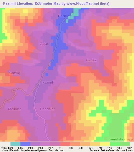 Kazimli,Azerbaijan Elevation Map
