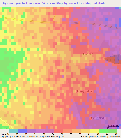 Kyapyanyakchi,Azerbaijan Elevation Map