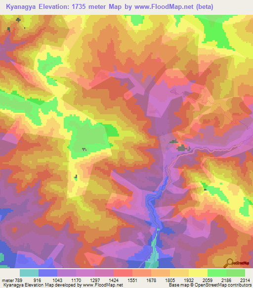 Kyanagya,Azerbaijan Elevation Map