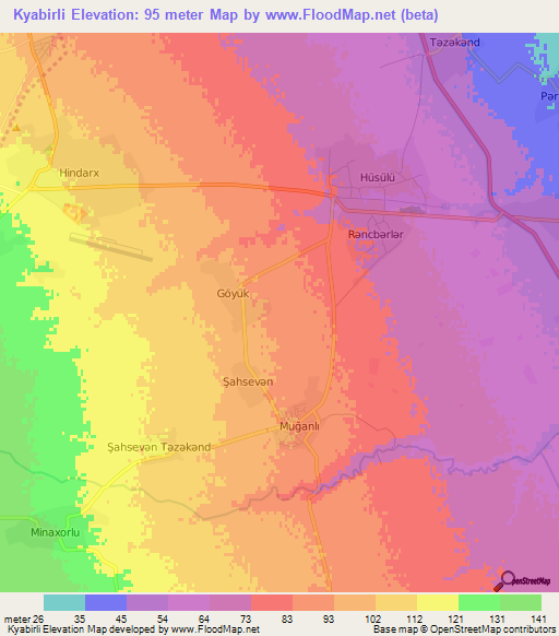 Kyabirli,Azerbaijan Elevation Map