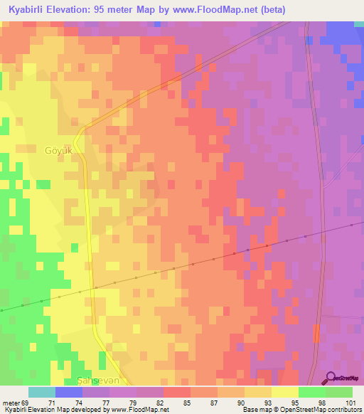 Kyabirli,Azerbaijan Elevation Map