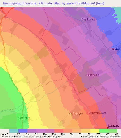 Kuzunqislaq,Azerbaijan Elevation Map