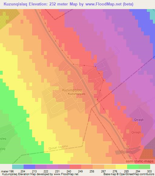 Kuzunqislaq,Azerbaijan Elevation Map