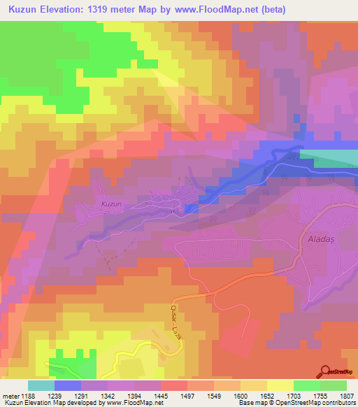 Kuzun,Azerbaijan Elevation Map