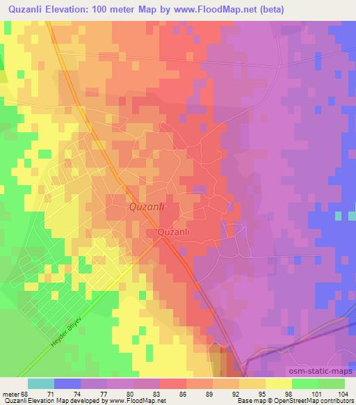 Quzanli,Azerbaijan Elevation Map