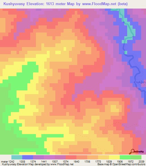 Kushyuvasy,Azerbaijan Elevation Map