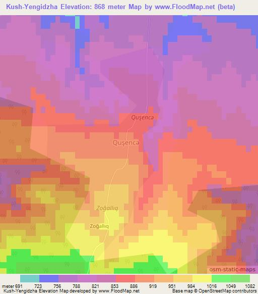 Kush-Yengidzha,Azerbaijan Elevation Map