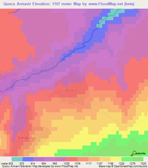 Quscu Armavir,Azerbaijan Elevation Map