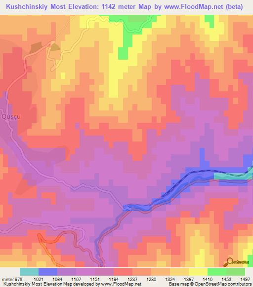 Kushchinskiy Most,Azerbaijan Elevation Map
