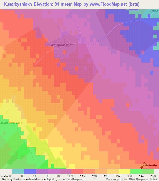 Kusarkyshlakh,Azerbaijan Elevation Map