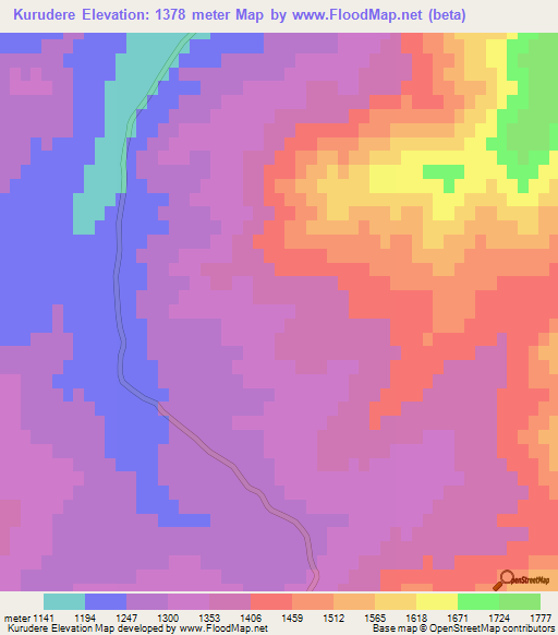 Kurudere,Azerbaijan Elevation Map