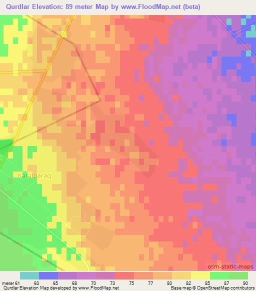 Qurdlar,Azerbaijan Elevation Map