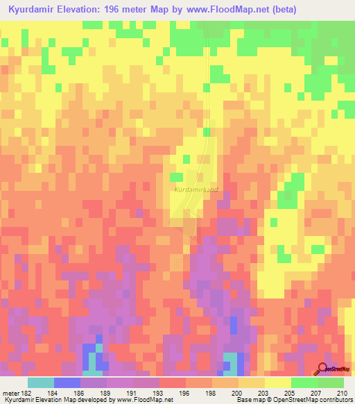 Kyurdamir,Azerbaijan Elevation Map