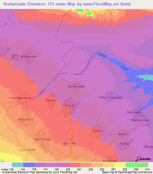 Kurbanzade,Azerbaijan Elevation Map