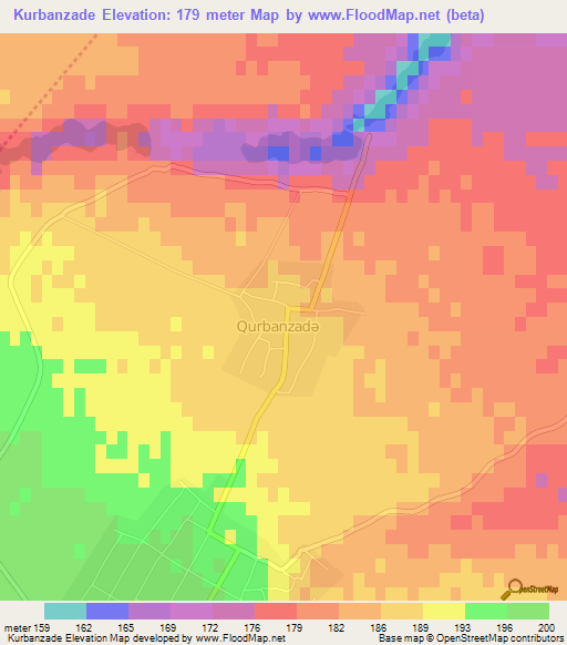 Kurbanzade,Azerbaijan Elevation Map