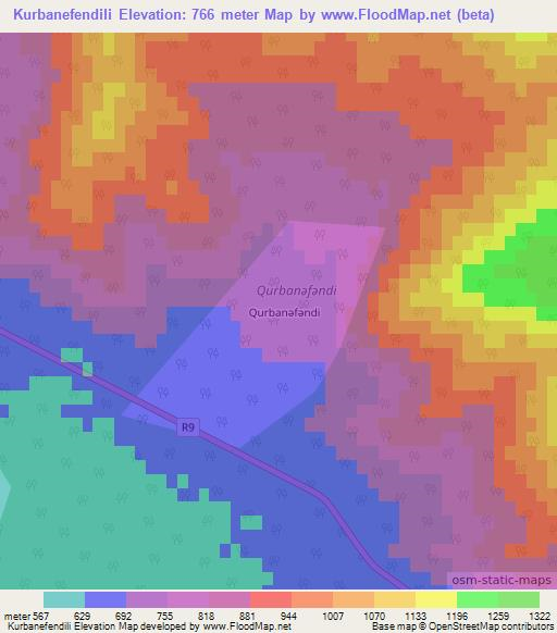 Kurbanefendili,Azerbaijan Elevation Map
