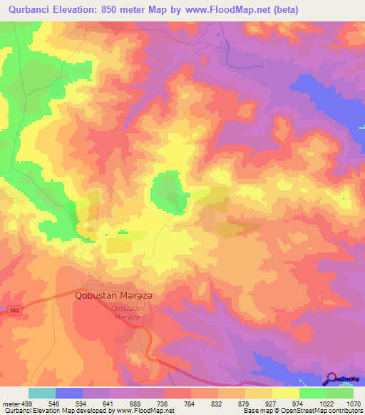 Qurbanci,Azerbaijan Elevation Map