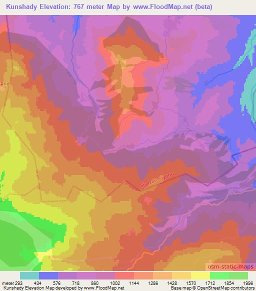 Kunshady,Azerbaijan Elevation Map