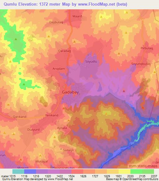 Qumlu,Azerbaijan Elevation Map