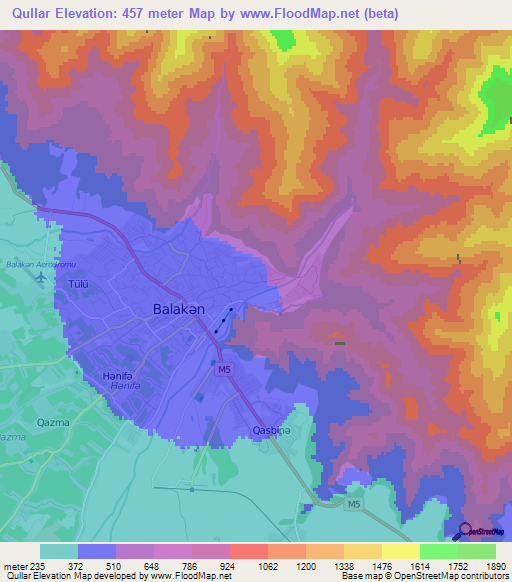 Qullar,Azerbaijan Elevation Map