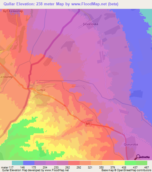 Qullar,Azerbaijan Elevation Map