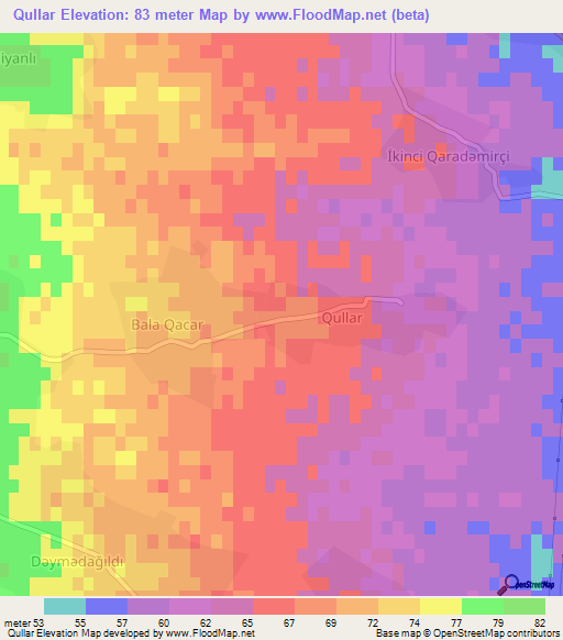 Qullar,Azerbaijan Elevation Map