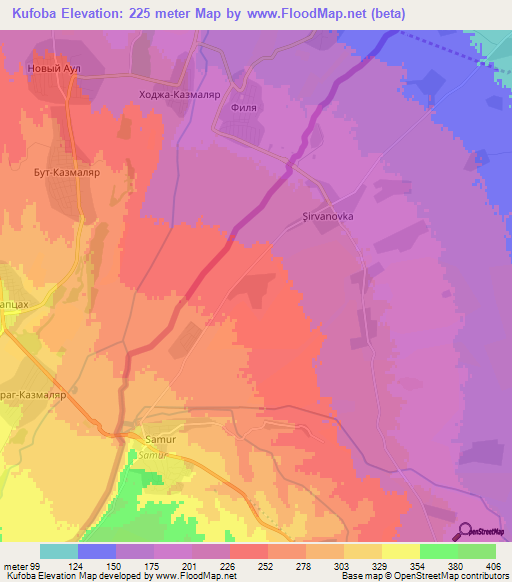 Kufoba,Azerbaijan Elevation Map